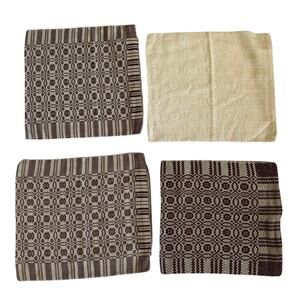 Vintage 16" Throw Pillow Cases Decorative Brown & White Woven Metal Zipper AS IS